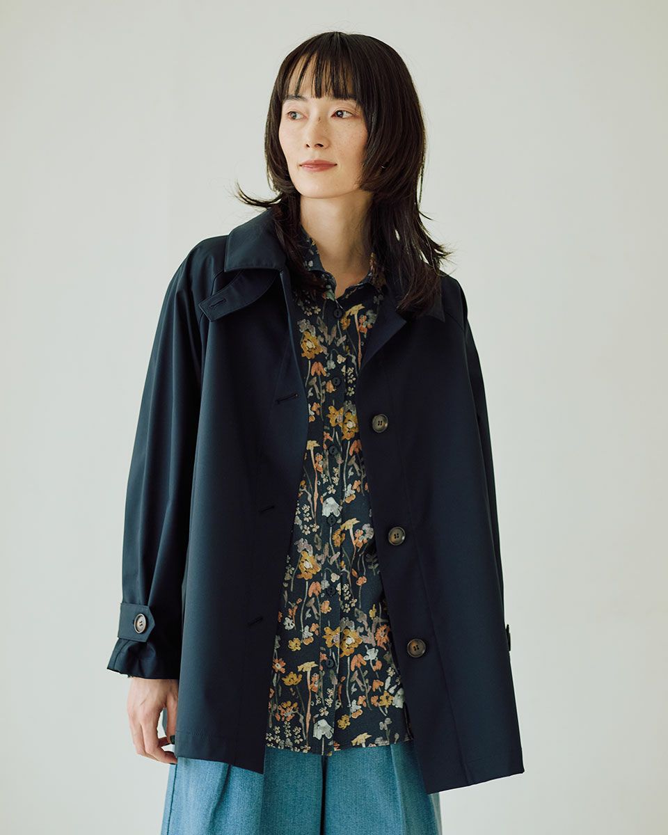 【美品】ANAYI ライトシャンタンショートコート 36 ANAYI（アナイ）の「シャンブレーショートコート（その他アウター