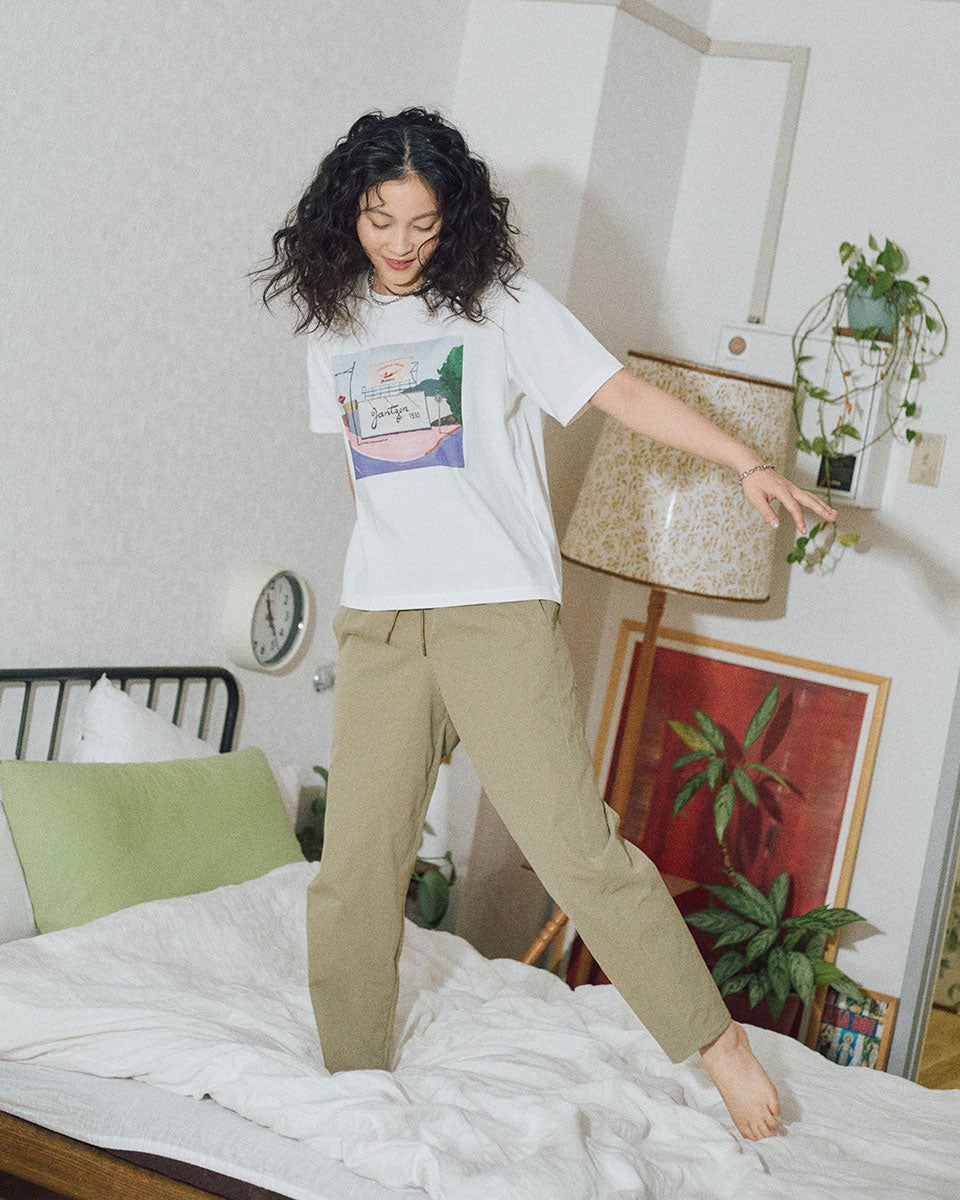 【天使の小鳥】パクソジュン【ソジュンシ公式アイテム】Tシャツ JantzenコラボTシャツ×辰巳菜穂 ポートランドフロントプリントT [吸水