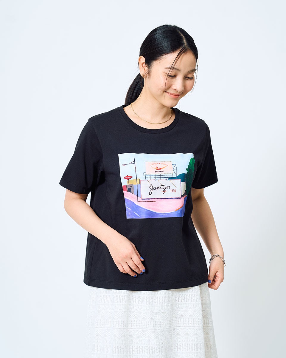 JantzenコラボTシャツ×辰巳菜穂 ポートランドフロントプリントT [吸水
