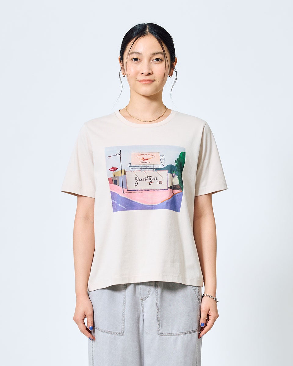 JantzenコラボTシャツ×辰巳菜穂 ポートランドフロントプリントT [吸水