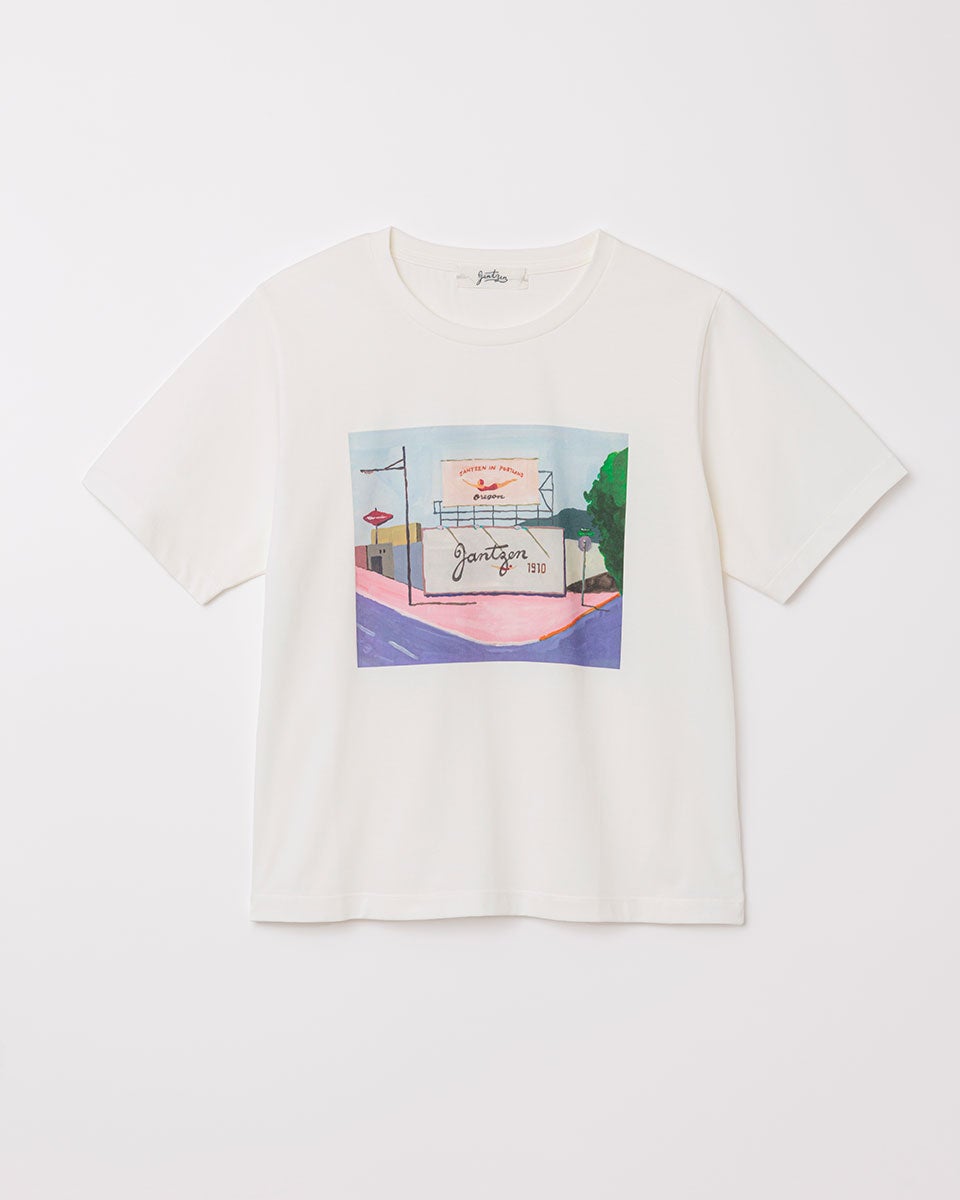 JantzenコラボTシャツ×辰巳菜穂 ポートランドフロントプリントT [吸水